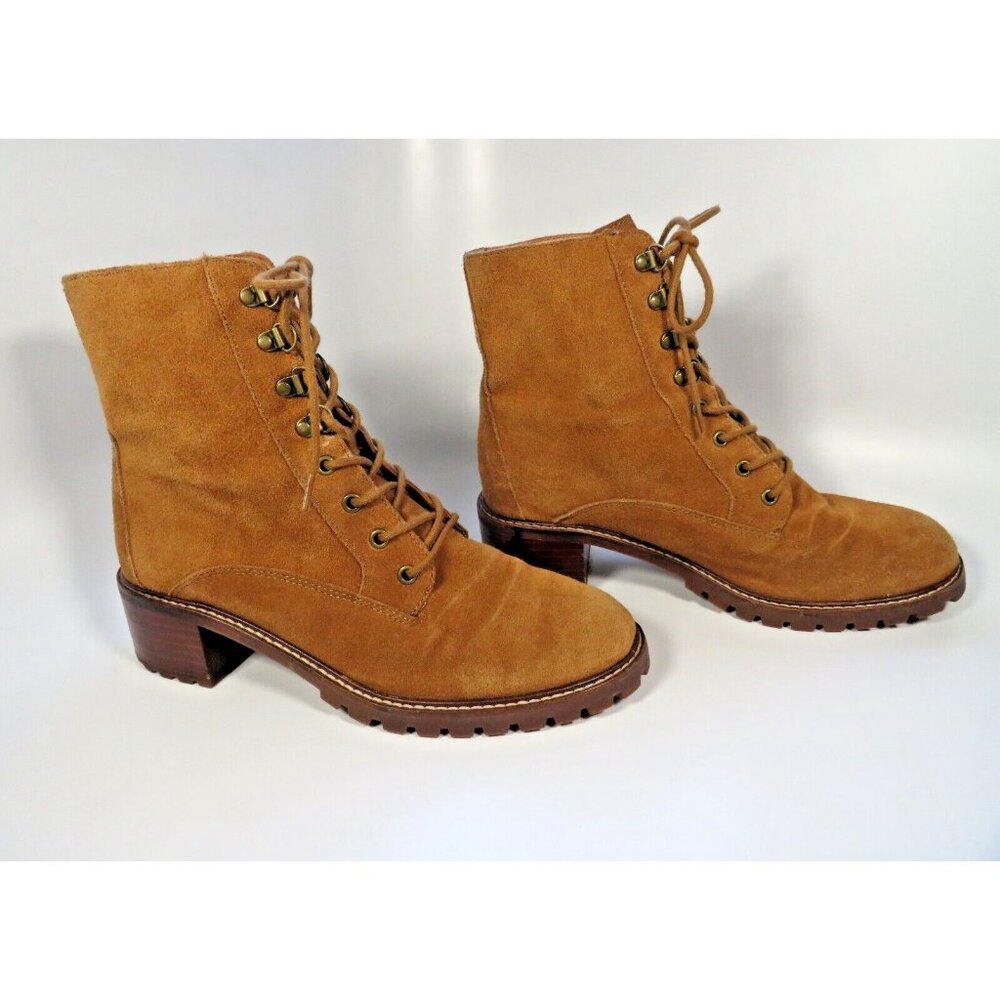 Madewell Tan Suede Lace-Up Combat Boots - Picture 3 of 14